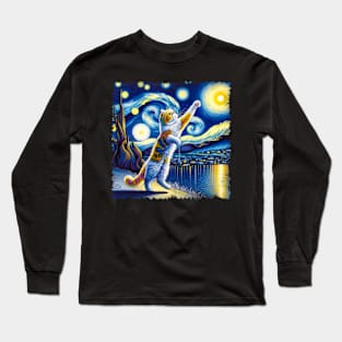 Whisker-tastic Starry Night Cat Tee Night Sky Splendor Long Sleeve T-Shirt